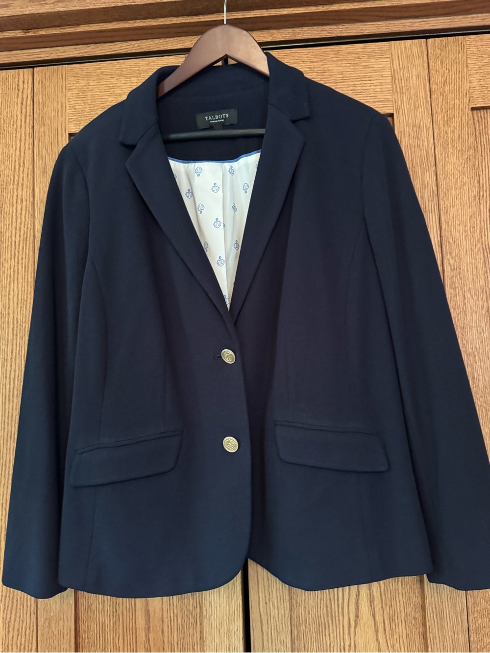 Talbots Navy Aberdeen stretch Two-Button Tailored Blazer